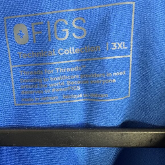 Figs Technical Collection Mens‎ Scrub Top 3XL Royal Blue V-Neck With Pocket - Picture 4 of 4